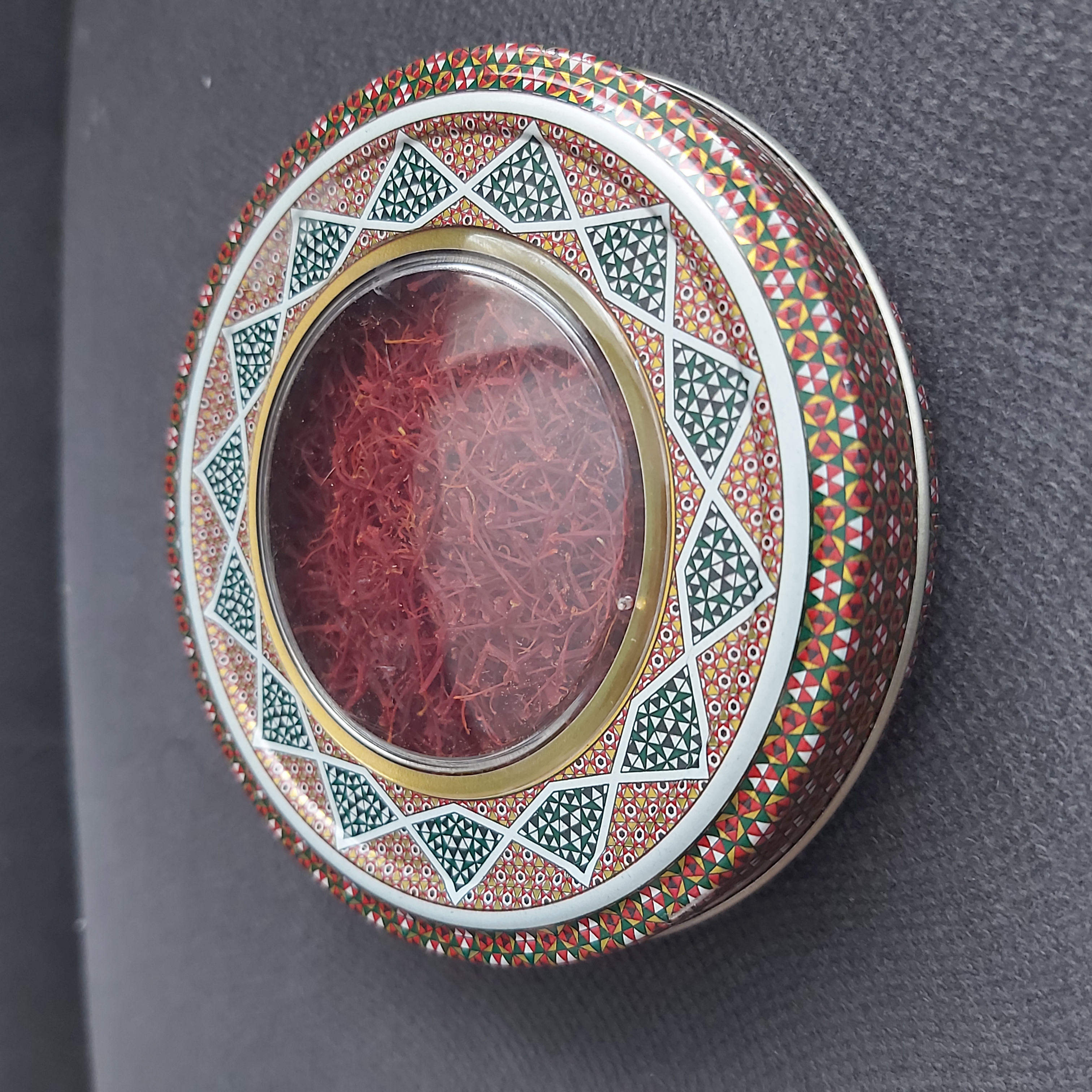 زعفران سوپر نگین صادراتی ۱ مثقالی ظرف خاتم